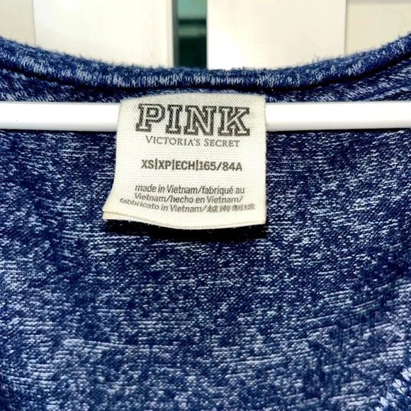 PINK oversized top xs long sleeved marbled v neck blue top comfy lounge top - Picture 5 of 6